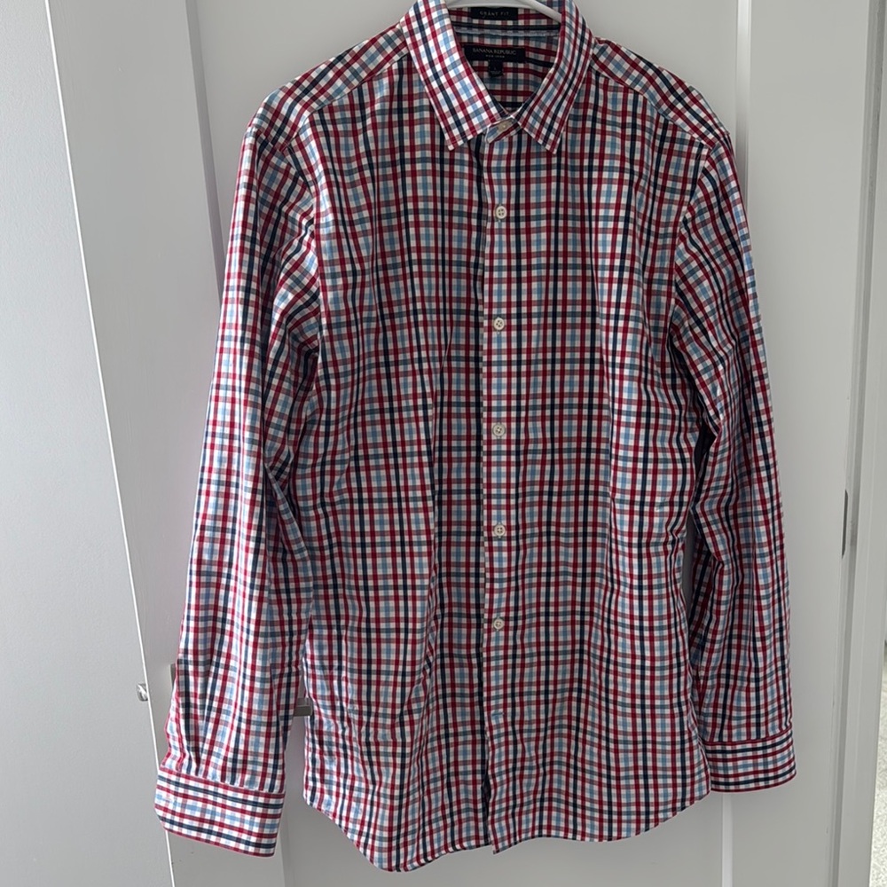 Men's Red and Blue Checkered Shirt